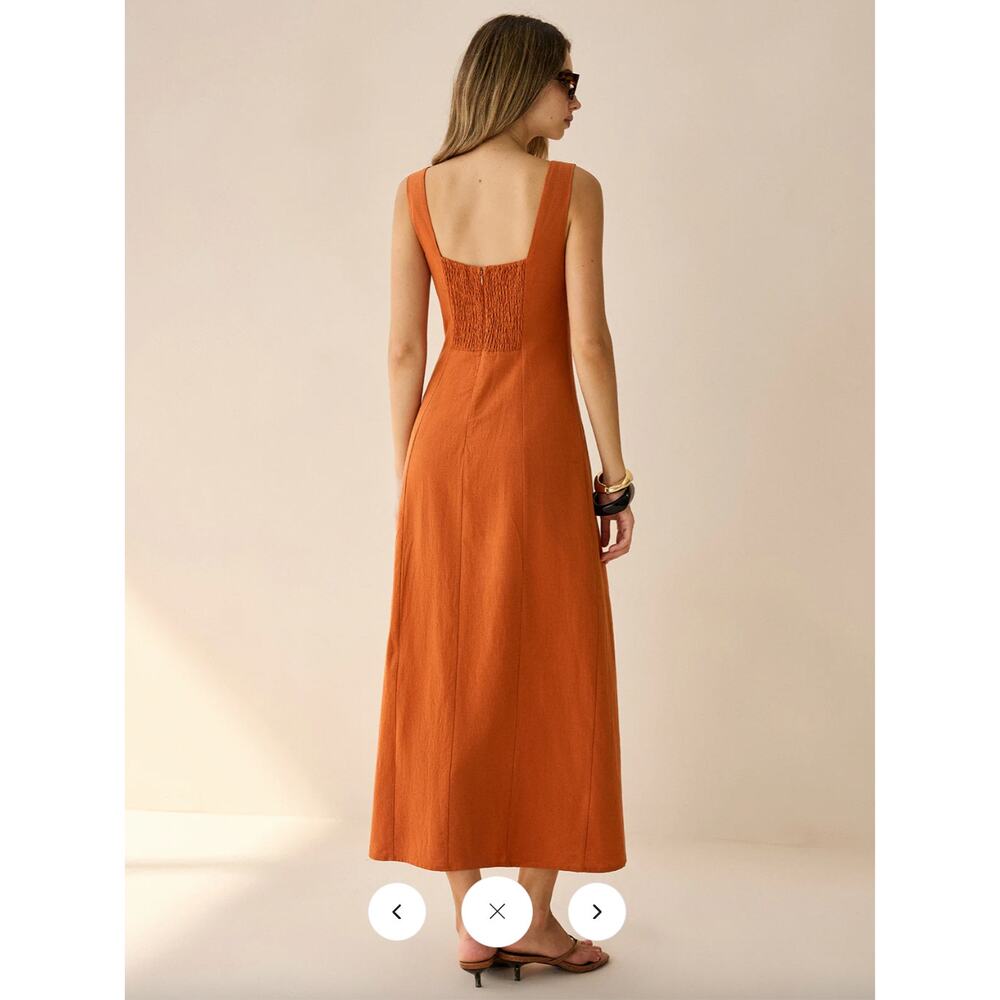 Commense Square-Neck Button-Front Maxi Dress with… - image 3